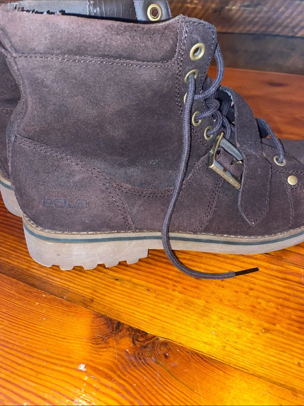 Polo by Ralph Lauren Brown Suede Lace-Up Buckle Boots